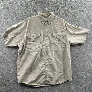 Columbia PFG Men Shirt Extra‎ Large Tan Bonehead Short Sleeve Fishing Vented